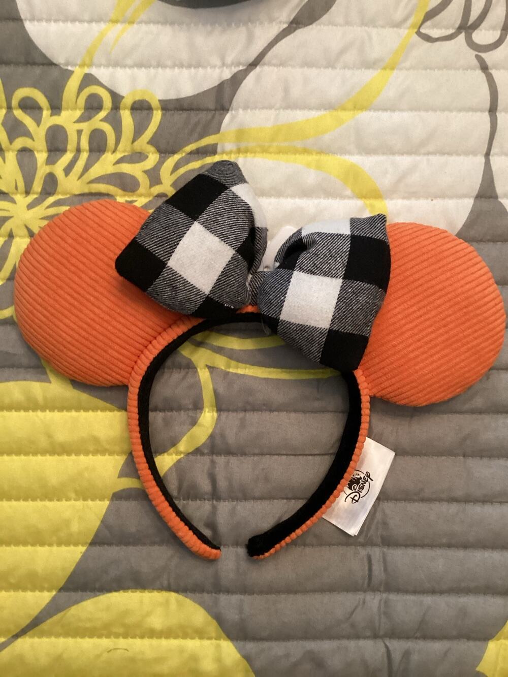 NWOT 2021 Disney Parks Halloween Fall Black White Plaid Orange Corduroy Ears